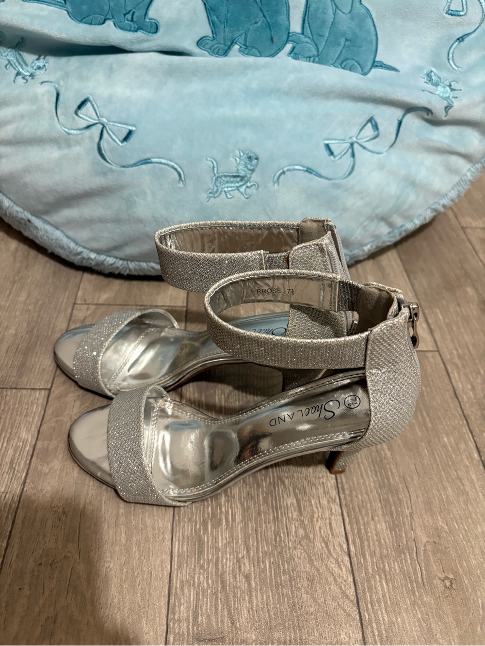 Silver Sparkle Ankle-Strap Heels